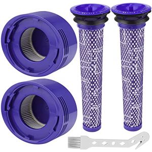 Filtre pour Dyson V8/V7, Filtres de Rechange Lavable pour Aspirateur Dyson V7/V8 Absolute et Animal, Accessoire Aspirateur pour Dyson V8 Avec 2 Post-Filtres HEPA, 2 Pré-Filtres, 1 Outil de Nettoyage (crescent trade kft., neuf)