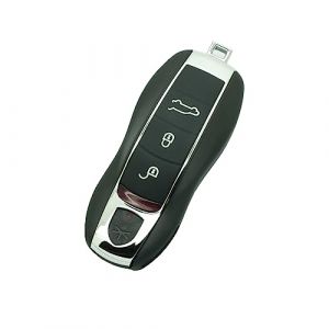 BROVACS Coque de rechange + cl&eacute; d'urgence vierge non coup&eacute;e, compatible avec Porsche, Macan, Boxster, Cayenne 3 boutons, Smart Keyless Entry, bo&icirc;tier de cl&eacute; radio PG923A (fassport, neuf)