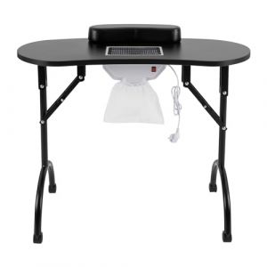 Table de manucure pliable avec aspirateur à ongles et sac de rangement - Table de travail de manucure 90 x 40 x 72,5 cm - Table à ongles portable pour salon de manucure - Table de studio mobile (noir) (MouBBin, neuf)