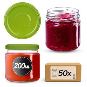 KADAX Petits pots de conserve 200 ml, fi66 mm, mini pots à miel et épices, bocaux hermétiques, bocaux à conserves, verres, bocaux à conserves, verres ronds (vert clair, lot de 50) (KADAX, neuf)