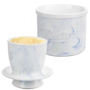 Beurrier avec Eau, Beurrier en Marbre, 250g Beurrier avec Couvercle, Beurrier à Eau pour Beurre Frais à Tartiner, Beurrier avec Refroidissement pour Conserver le Beurre Frais, Beurrier a Eau (CYHQ-EU, neuf)