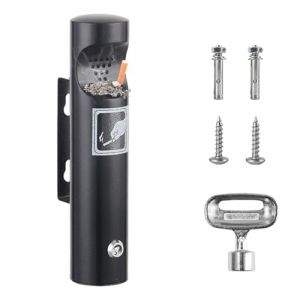 Cendrier Exterieur Sur Pied, Cendriers Muraux Pour l'ext&eacute;rieur, Cendrier Mural Ext&eacute;rieur en Acier Inoxydable, Cendrier Tubulaire avec Couvercle et Serrure,Pour restaurant/bureau/h&ocirc;tel (Noir, 1 Pi&egrave;ce) (emeraldp, neuf)
