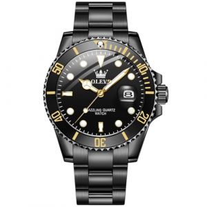 OLEVS Montre pour Homme en Argent, Grand Visage en Acier Inoxydable, Montre &agrave; Quartz Classique, Facile &agrave; Lire, Montre de Luxe pour Homme, Cadran Rouge/Bracelet argent&eacute; 5885, Standard (XQIYIUK, neuf)