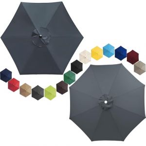Auvent de Remplacement pour Parasol de Terrasse de 3.0m/2.7m/2.30m/2.0m, 6 Baleines/8 Baleines Housse de Rechange pour Parasol D'extérieur, Toile de Parasol Déporté, Imperméable(Gris,3.0m/6 Arms) (LYLSD, neuf)