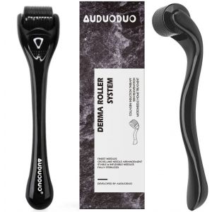 AUDUODUO&reg; Derma Roller avec aiguilles en argent v&eacute;ritable pour la peau, la barbe et les cheveux 0,3 mm, Microneedling Face Roll Microdermabrasion Tool 540 (AUDUODUO, neuf)