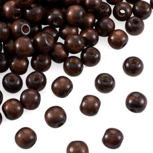 Cheriswelry Lot de 200 perles rondes en bois naturel teint&eacute; de 8 mm pour la fabrication de bijoux et travaux manuels Trou : 2 mm (Cheriswelry EU, neuf)