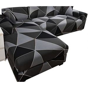 VEAI Housses de Canapé d Angle Couverture de Canape en Forme de L Couvre Canape Gris/Beige/Bleu Housse de Canapé Extensibles avec Méridienne Gauche/Droite Housse Protection Canapé (anbuhuwai, neuf)