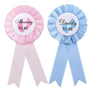 Daddy and Mommy to be Insigne,2 pièces Épingles de révélation de Sexe de bébé, Broche d'insigne en Fer Blanc pour bébé avec Forme de Pieds de bébé pour la célébration de fête de Douche de bébé (BoBoZ, neuf)