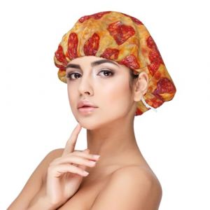 Pizza Pepperoni 3D,Bonnet de nuit en satin pour adulte - Bonnet de nuit élastique pour femme, couvre-cheveux de nuit (lfjshop, neuf)