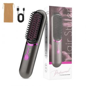 Anluomania Brosse Lissante pour Cheveux 5200mAh, Fer &agrave; Lisser Ionique, Brosse Lissante Sans Fil, Brosse Chauffante Portable, Lisseur Cheveux C&eacute;ramique, 160-200℃, Chauffage Rapide, Anti-br&ucirc;lure (IGALA MARKET S.R.L., neuf)