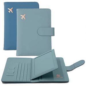 Melsbrinna Porte-Passeport RFID pour Voyage Femme/Homme, Joli Portefeuille pour Passeport avec Blocage RFID, emplacements pour Cartes, &eacute;tui pour Passeport RFID, &eacute;tui de Voyage pour Passeport, Bleu 1 (wangchenxuanstore, neuf)