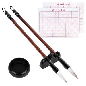 6 Pi&egrave;ces Ensemble de Pinceaux de Calligraphie Chinois, Pinceau D'Artiste Professionnel pour La Peinture, Set de Peinture Kanji Outils, Pierre &agrave; Encre pour D&eacute;butants (Mxcwir EU, neuf)