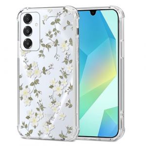 Saqmkil Transparente Coque pour Samsung Galaxy A16 4G/5G, Housse Anti-Rayures Protection Étui avec Aesthetic Design Motif, Silicone Femme Fille Coque Etui Bumper Cover pour Samsung A16 6,7'', fleur 05 (HEILALA VANILLA, neuf)