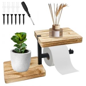 Zuxbolf Porte Papier Toilette Mural en Bois Derouleur Papier Toilette Murale Porte Papier Toilette Mural avec étagère Tablette, Porte Rouleau Papier pour Toilettes, Salle de Bain, avec Accessoires (PAULS PETERSONS, neuf)