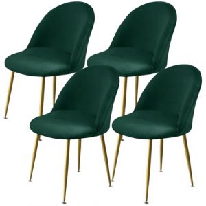 Levoberg Housse de Chaise Salle &agrave; Manger Scandinave Extensible en Velours Housse Chaise Dossier Arrondi Elastique Couverture de Chaise Scandinave pour Maison Mariage H&ocirc;tel 4 Pi&egrave;cess Vert fonc&eacute; (Levoberg-EU, neuf)