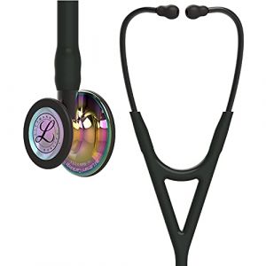 3M Littmann Stéthoscope de diagnostic Cardiology IV, tubulure noire, Édition Rainbow brillant, base et lyre Smoke, 69 cm, 6240 (icare2004, neuf)