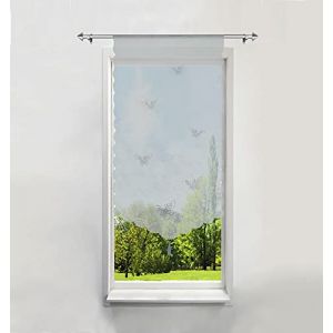 BAILEY JO 1Pièce Rideau Brise-bise LxH/40x90CM Gris avec Papillons Découpage Laser Rideau Passe Tringle Décoration de Fenêtre (BAILEY JO, neuf)