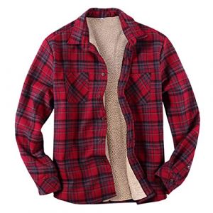 Minetom Chemises Homme en Flanelle Chemises &Agrave; Carreaux Manches Longues Chemise Chaude De Bucheron Bouton Chemise Sherp Veste F Rouge XL (B.W.S KIT, neuf)
