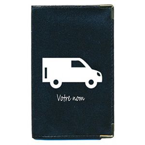 Syl'la Porte Carte Grise et Papier Voiture en Simili pour Femme ou Homme Noir (Camion personnalisé avec prenom) (sylla city, neuf)