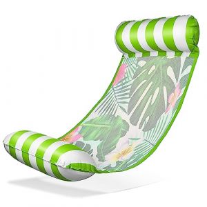 Balinco Hamac à eau, matelas à eau, lit flottant, matelas gonflable avec accoudoirs, tapis de couchage flottant, chaise de relaxation, jouet aquatique pour enfants et adultes (vert Monestera) (Balinco, neuf)