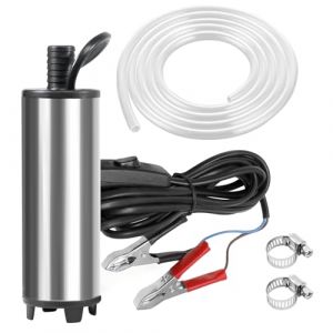 Pompe &agrave; Huile DC 12V Pompe Carburant Pompe Diesel Pompe Submersible Eau Pompe de Transfert avec Tuyau 5m Pompe Vidange Huile Moteur pour Voiture, Caravane, Bateau Marin (51mm Clip Crocodile) (LangTek, neuf)