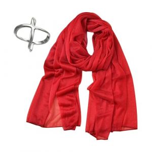 1Pc Foulard en soie rouge, 1Pc Boucle d’écharpe en soie, Sarong de couleur unie, Écharpe en soie rétro élégante, Châle en mousseline de soie pour dames, Écharpe respirante en mousseline de soie (INSTYLE CARPETS LTD, neuf)