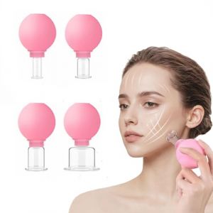 4 Pièces Ventouse Visage Silicone, Ventouse Massage Verre, Ventouse en Silicone pour Massage, Ventouse en Verre Cupping Thérapie, pour Raffermit la Peau - Anti-Cellulite - Réduit les Rides (Rose) (Southnewya, neuf)
