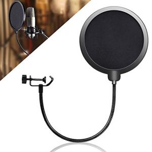 NOCHME Filtre anti-pop pour micro Blue Yeti Pro Snowball ou tout autre micro, pare-brise universel avec double couche de protection acoustique et clip flexible &agrave; 360&deg; en col de cygne (Siyaraup zone, neuf)