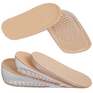 Olukssck 1 paire de Semelles de Talon d'augmentation la Hauteur en Gel, Talonnette Grandissante Invisibles pour Homme et Femme, Absorption des Chocs(S pour Femme, Hauteur: 1 cm, khaki) (Bishicheng Trading Co., Ltd., neuf)