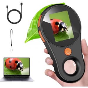Microscope portable 500X, mini microscope de poche, écran IPS de 2,0 pouces avec 8 LED réglables, microscope numérique rechargeable, vue PC compatible avec Windows - Noir (HONG JINNG, neuf)