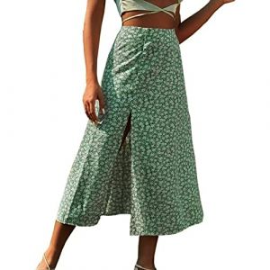 Générique Jupe Longue Femme Ete Fluide Bohème Jupe de Plage Femme Robe Florale Femme Chic Jupe Taille Haute Decontractée Jupes Femmes D éTé Jupe Mi Longue Femme Jupe Portefeuille Femme Femme Mode (KEIDE, neuf)