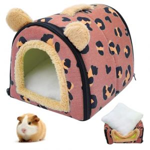 Grotte pour cochon d'Inde - Lit pour cochon d'Inde avec coussin amovible - Lavable - Niche douillette pour cochon d'Inde - Lit pour cochon d'Inde - Furet chinchilla (rouge, A) (CANZHOUH, neuf)