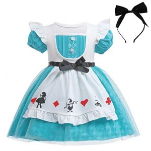 Lito Angels Deguisement Robe Alice au pays des merveilles avec Tablier Blanc et Cheveux Cerceau Bebe Fille Taille 6-12 mois, Turquoise (Lito Angels FR, neuf)