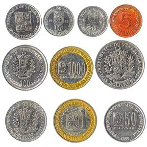 10 pi&egrave;ces de Monnaie de la R&eacute;publique bolivarienne du Venezuela. Am&eacute;rique du Sud centimes pi&egrave;ces de Collection Ancienne, bolivars. pour Votre Tirelire, Porte-Monnaie ET Album pour LA Monnaie (Gerda Group, neuf)
