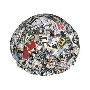 Magazine mots et lettres bonnet de douche imperm&eacute;able, bonnet de bain &eacute;lastique bonnet de bain protection de l'environnement bonnets de bain, double couche imperm&eacute;able bonnet de douche (MiddleWen, neuf)