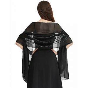 heekpek Chale Femme Mariage &Eacute;charpe Ch&acirc;le &Eacute;tole Mariage Wrap Foulard pour Soir&eacute;e C&eacute;r&eacute;monies F&ecirc;tes Mariage Demoiselles D'honneur, Noir, Taille unique (HKPK, neuf)