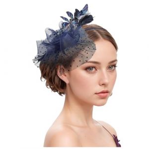 Chapeau bibi vintage pour femme - Voile de mari&eacute;e - Accessoire de cheveux - Plume - Voile - Banquet - Chapeau en maille - Barrettes &agrave; cheveux &eacute;l&eacute;gantes - Pour carnaval, cocktail, th&eacute; (Woybda, neuf)