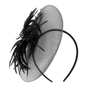 Chapeau bibi avec plumes sur un bandeau et une fleur fourchue bibi de mariage bibi à plumes bandeau tendance élégant en maille fleur mariage chapeaux bibi thé (taille unique) (fhjvbt, neuf)