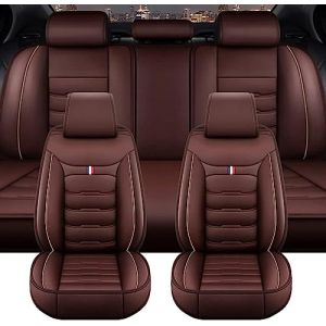 GSDOMJ Housses de siège de voiture pour VW Tiguan 2016, 2017, 2018, 2019, 2020, 2021, 2022 en cuir véritable, imperméable et respirant, 5 places, café (BAIXI MAOYI, neuf)