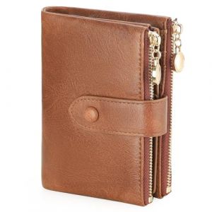 FALAN MULE Portefeuille Femme Cuir PU Cartes de Crédit Portefeuille RFID pour Femmes Double Fermeture éclair Porte Monnaie Grande Capacite pour 18 Cartes et 2 Fenêtre D'identification (FALAN MULE UK, neuf)