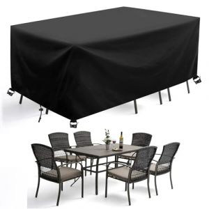 AJALGZ Bache de Protection Exterieur Table 200x120x90cm/LxWxH Housse Protection Table de Jardin Exterieur B&acirc;che Protection Salon de Jardin R&eacute;sistance au Vent Rectangulaire Housse Table Exterieur (YouZheng, neuf)