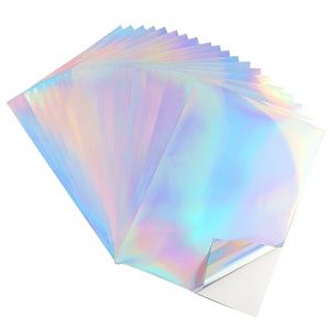 Lot de 20 feuilles de papier adh&eacute;sif imprimable A4 imperm&eacute;able holographique brillant auto-adh&eacute;sif &agrave; s&eacute;chage rapide pour imprimantes laser et jet d'encre (FAR EAST SHOP LIMITED, neuf)