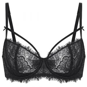 DOBREVA Femme Soutien Gorge Push Up Balconnet Grande Taille avec Armatures Sexy Dentelle Demi Noir 90E (Jimu Fashion, neuf)