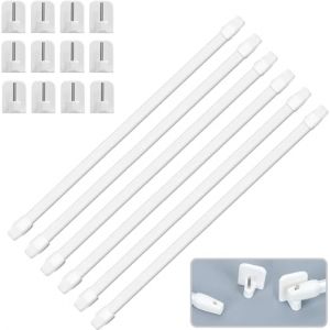 ALLBASA Tringle rideaux, barre de douche, barres de virage extensible, Tringle &agrave; Rideau sans percage r&eacute;glable,pour fenetre (6pcs(50-80)+crochet) (Allbasa166, neuf)
