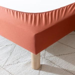 Cache-sommier 180x200 Rouge Terracotta – 100% Coton Jersey Extensible – Doux, Résistant, Facile à Installer – Oeko-TEX – pour sommier de 15 à 30 cm (LEMATELAS, neuf)