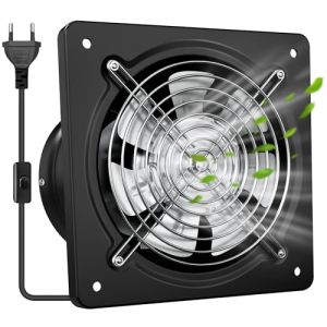 Yrichtra Extracteur d&rsquo;Air 200mm 980m&sup3;/h &ndash; Silencieux avec Clapet Anti-Retour, Anti-Humidit&eacute;, Ventilation Extracteur d&rsquo;Air pour Salle de Bain, Cuisine, Garage & Sous-Sol &ndash; Noir (Yrichtra, neuf)