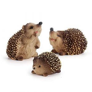 Yiida Ensemble d'ornement hérisson mignon - Mini figurines hérisson - Sculpture de hérisson - Qualité supérieure - Décoration unique - Décoration d'animaux - Pour extérieur, jardin, patio (flowwer, neuf)