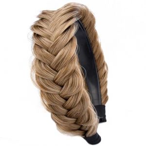 BOBIYA Bandeau tressé large avec dents pour femme - Bandeau tressé avec dents - Bandeau de cheveux tressé avec dents (blond irty) (BOBIYA Store, neuf)