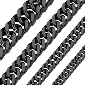 Chaine Homme Longue Epaisse Acier Inoxydable Ras de Cou Noir Enfant Garcon Collier Gros Maille Cubain Gourmette Massif Punk-76 cm 10mm Bijoux Cadeau Noël Mariage Anniversaire Saint Valentin (ChainsHouse Jewellery, neuf)