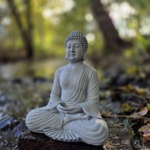FABRIQ Figurine de Bouddha en pierre pour l'extérieur - Bouddha Feng Shui - Décoration de jardin zen - Gris - Résistante aux intempéries - Massive - 30 cm - 7 kg (MaisonEtJardin, neuf)